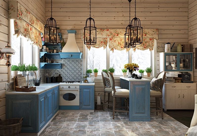 Кухни в стиле прованс в деревянном доме фото