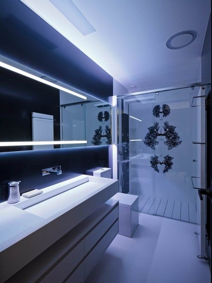Дизайн ванной комнаты в стиле хай-тек