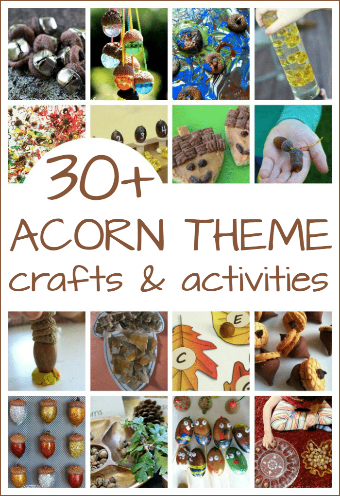 Acorn crafts and activities perfect for a preschool acorn theme includes ideas for math literacy art science sensory and snacks
