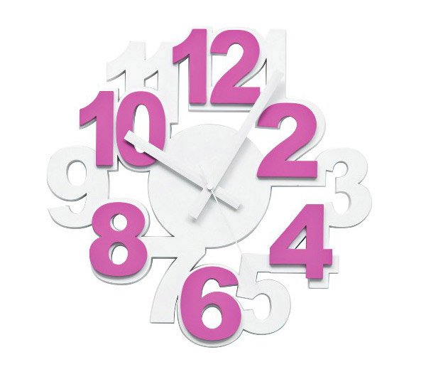 Style Wall Clock Pink White