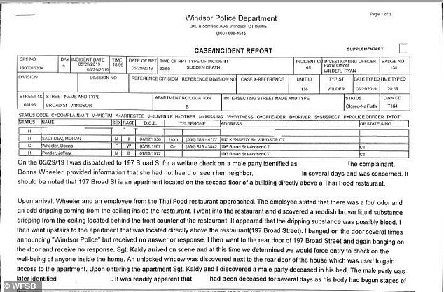 WFSB-TV obtained the police report of the May 29 incident in Windsor on Monday, June 10