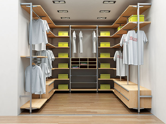 Стильная отделка гардеробной комнаты