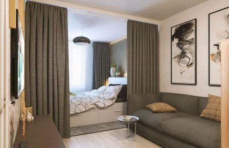 Как организовать спальную зону в однокомнатной квартире