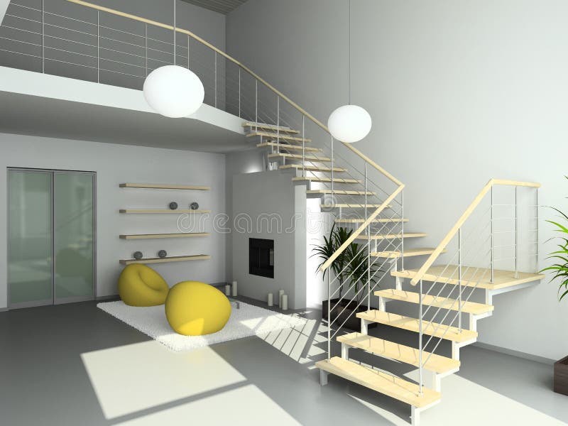 3D render modern interior of living-room. Modern design interior of living-room. 3D render stock illustration