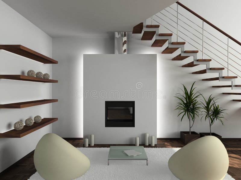 3D render modern interior of living-room. Modern design interior of living-room. 3D render vector illustration