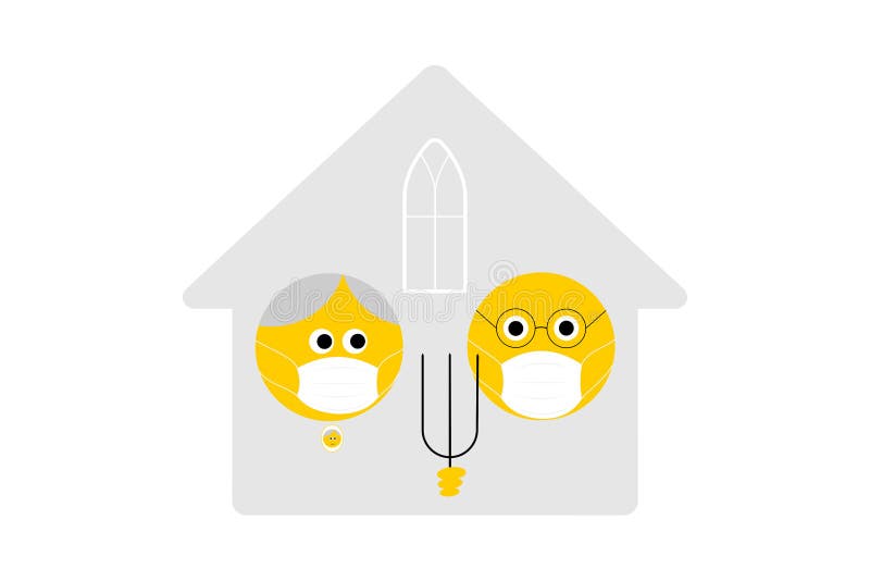 American Gothic as emoji characters after the 1930 depression era painting by Grant Wood, modern twist concept. American Gothic as emoji characters after the vector illustration