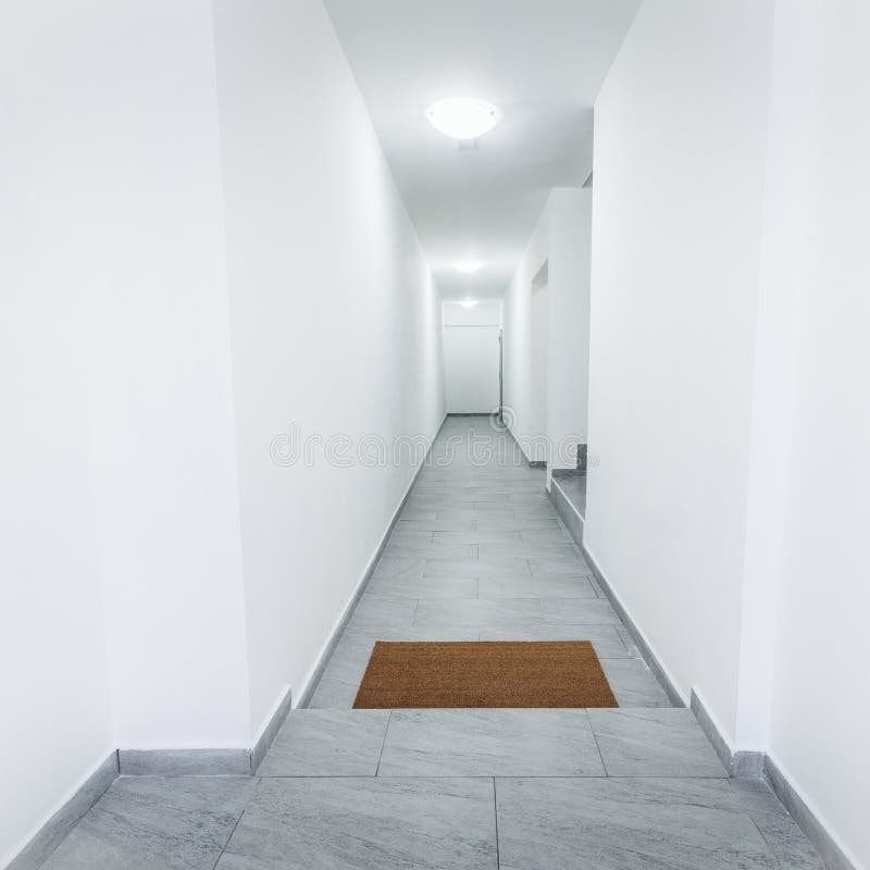 Apartment corridor with mat. Bright Apartment corridor with mat royalty free stock image