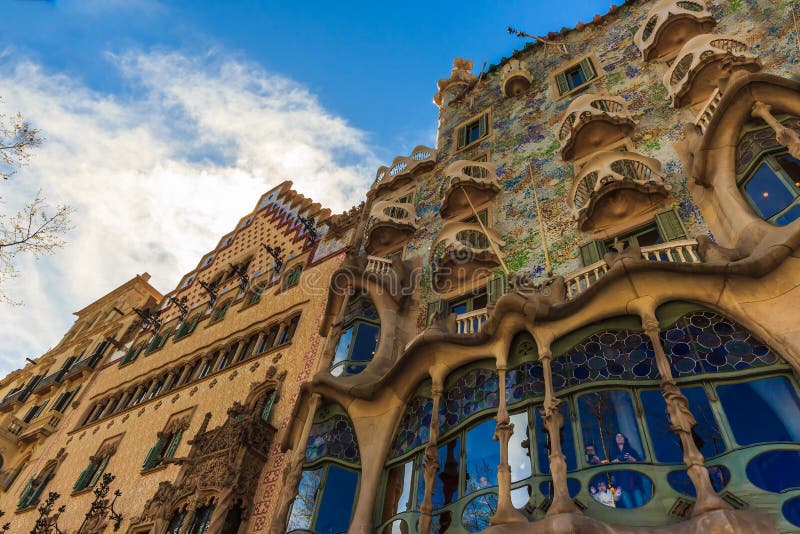 Art Nouveau by architect Gaudi in Barcelona, Spain stock photography