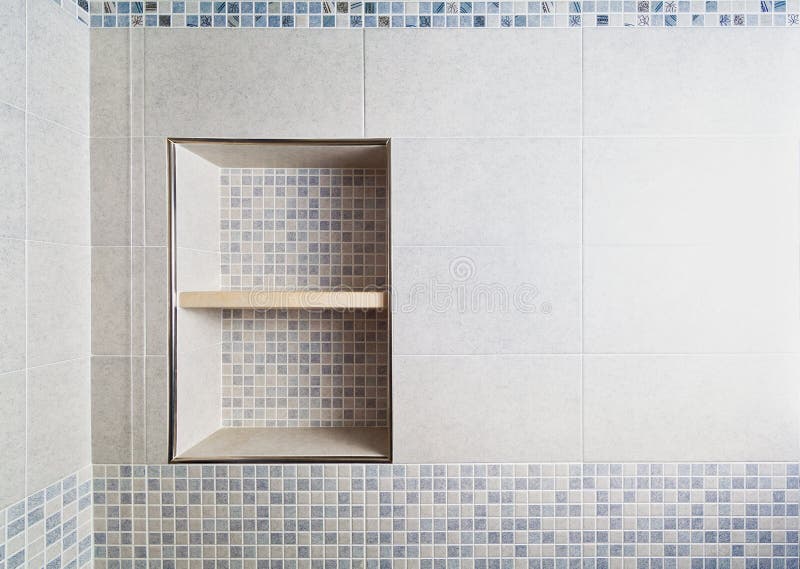 Bathroom mosaic alcove. Classic bathroom mosaic wall colorful alcove stock photo