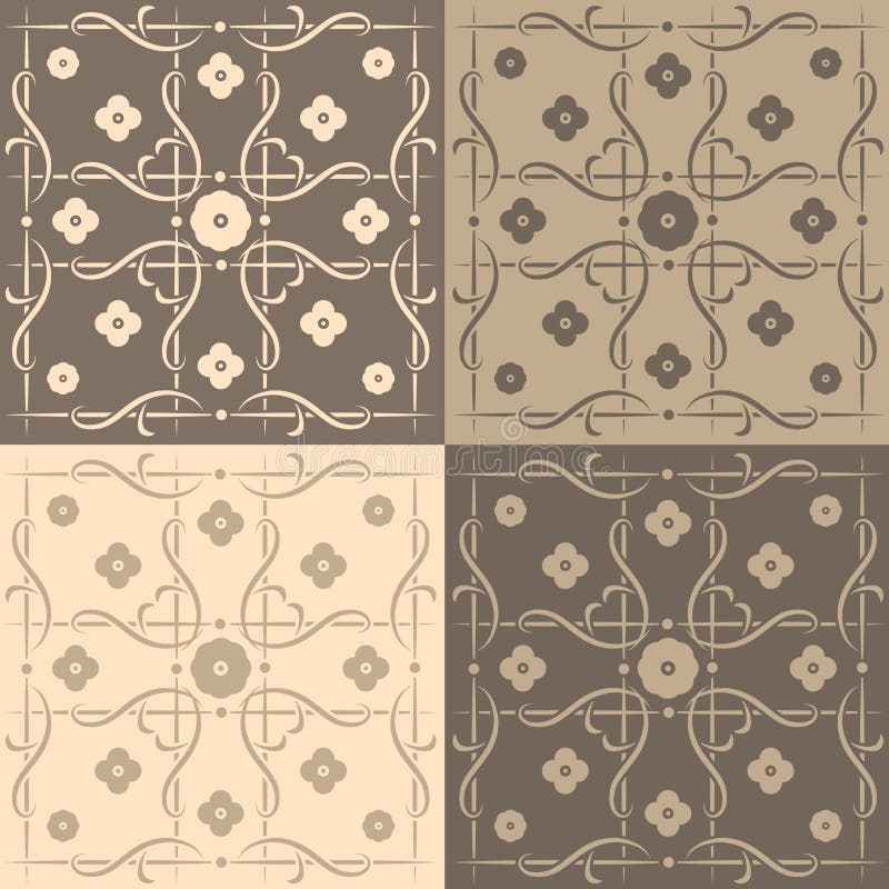 Beige and brown square tiles. With an artistic, abstract design royalty free illustration
