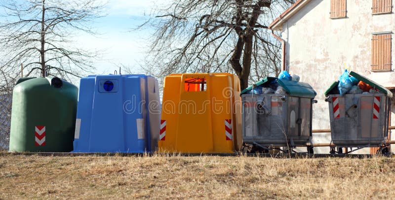 big bins for the collection of urban waste and for the separate royalty free stock photo