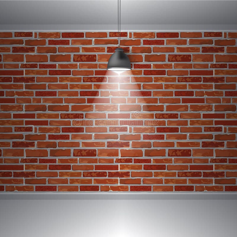 Brick wall and lamp, abstract retro vintage interior, Vector background. Brick wall and ceiling lamp, abstract retro vintage interior, Vector background vector illustration