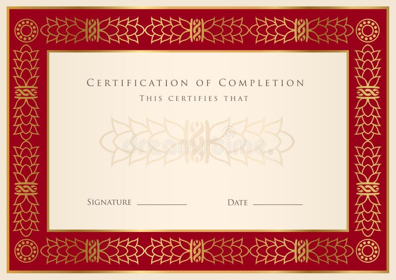 Certificate / Diploma award template. Pattern royalty free illustration
