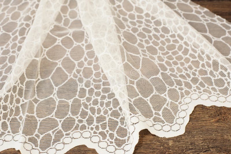 Close up of Beautiful White Tulle. Sheer Curtains Fabric Sample. Texture, Background, Pattern. Wedding Concept. Interior Design. V. Intage Lace Tulle Chiffon stock images