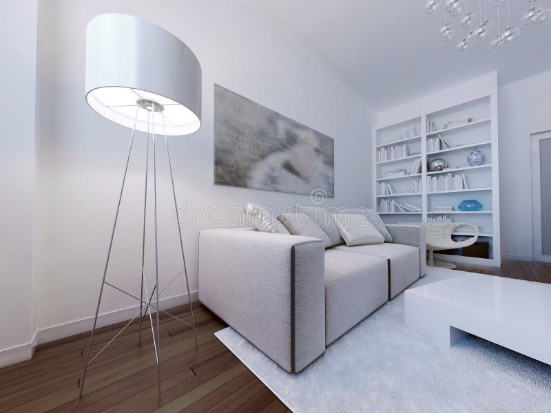 Contemporary living room design. 3d render stock image