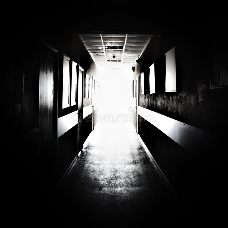 Corridor. Black corridor with bright light in the end royalty free stock image