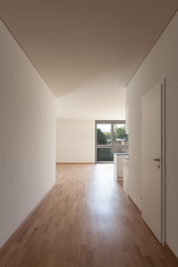 Corridor in empty apartment. Interior, corridor in empty apartment, parquet floor stock photos