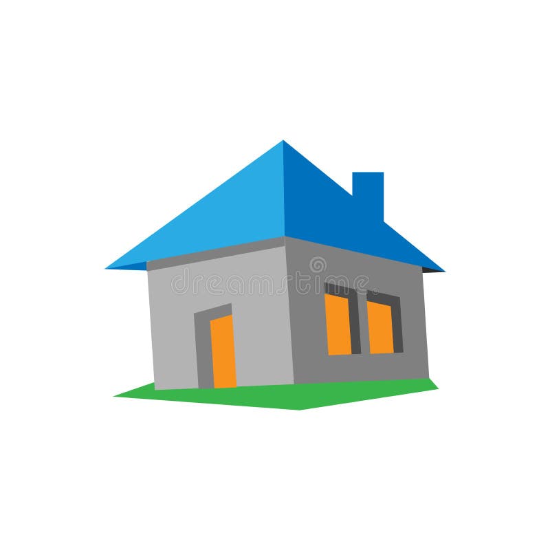 3D gray house. Flat design. royalty free illustration