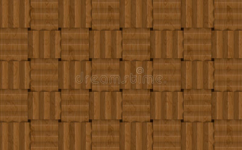 3d rendering. modern brown square pattern wood tiles wall background.  royalty free illustration