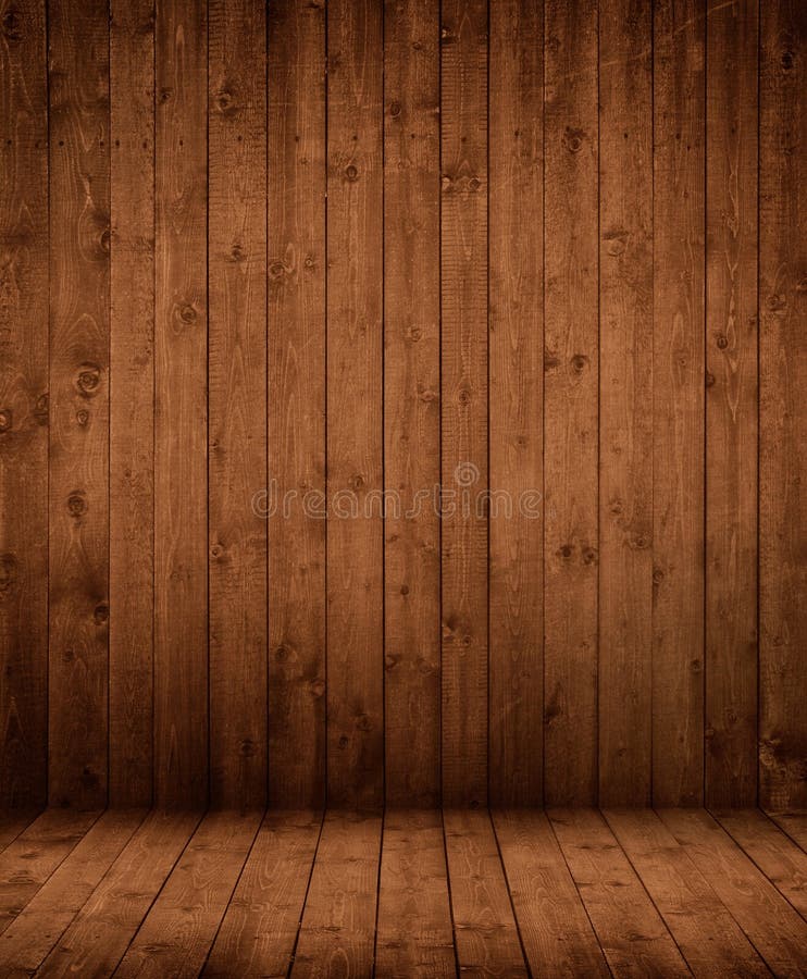 Dark wooden interior room stock photo