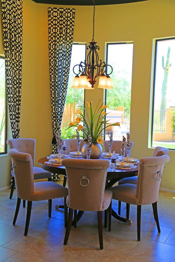 Dining room. Beautiful color coordinated dining room stock photos