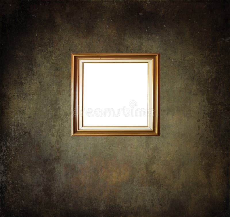 Empty frame on grunge room wall stock illustration