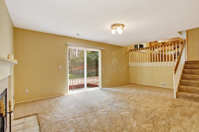 Empty house interior. Living room with walkout deck stock photography