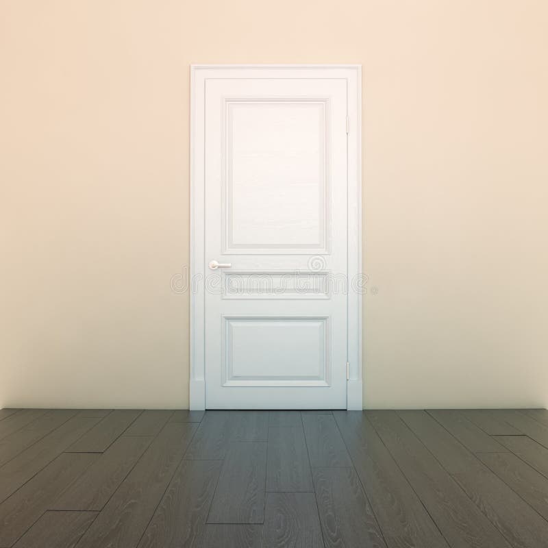 Empty Peach Interior Room With White Door royalty free stock image