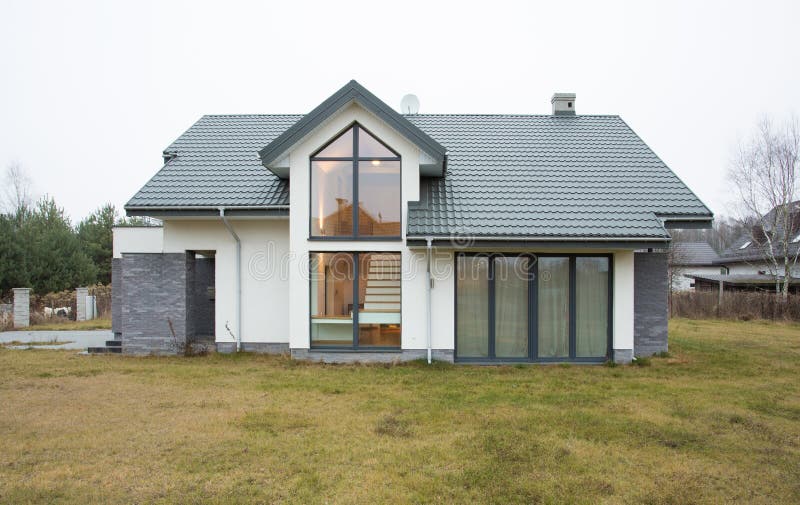 Exterior view of detached house royalty free stock photo