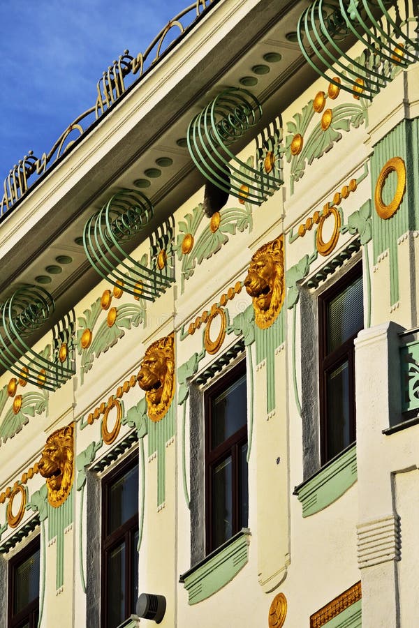 FaÃ§ade of an art nouveau house in Vienna stock image