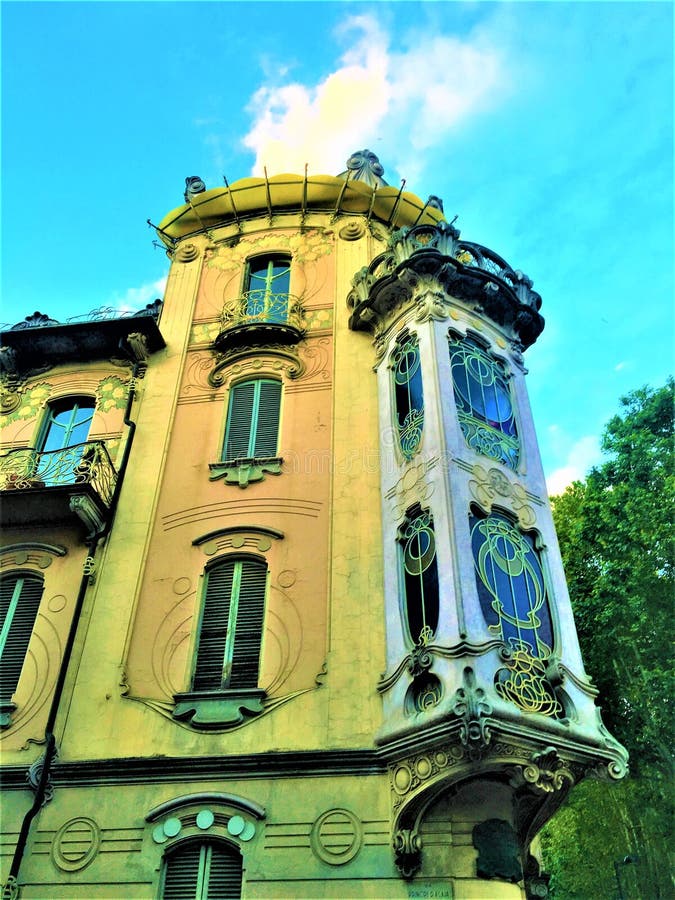 Fenoglio - Lafleur House and Art Nouveau style in Turin city, Italy royalty free stock images