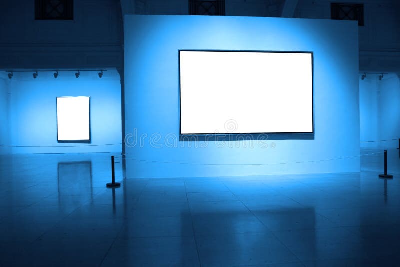 Frames on white wall in art museum stock image