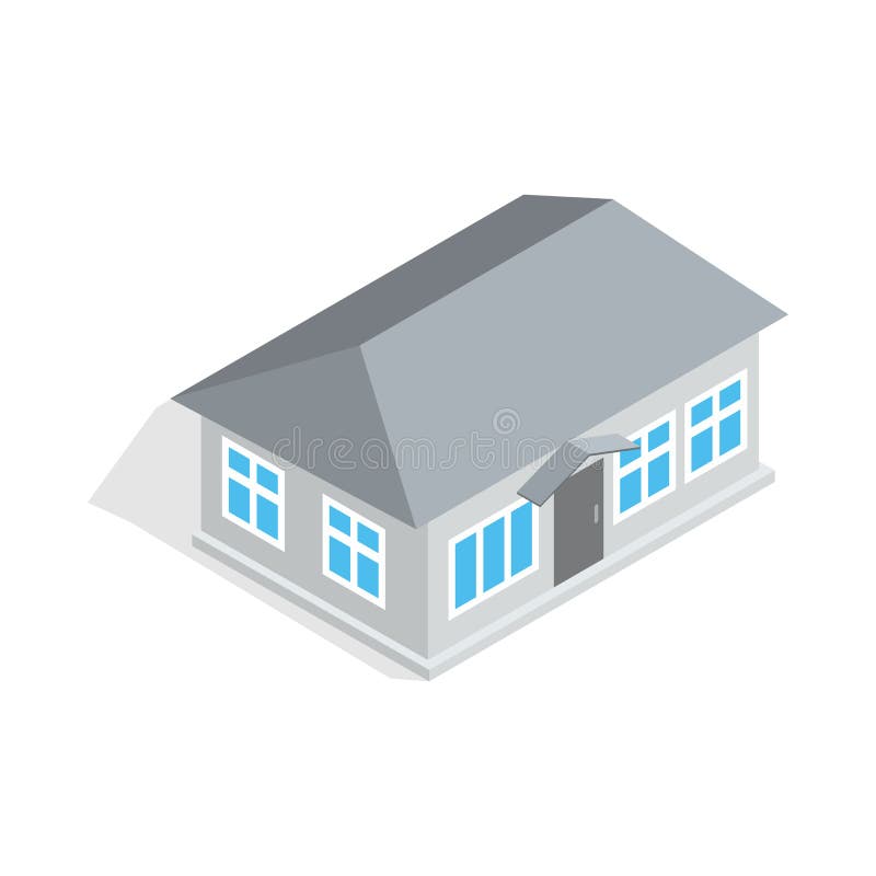 Gray house icon, isometric 3d style vector illustration
