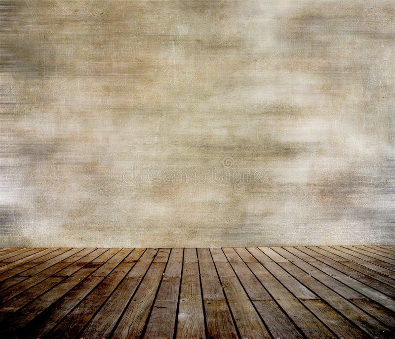 Grunge wall and wood paneled floor stock photography