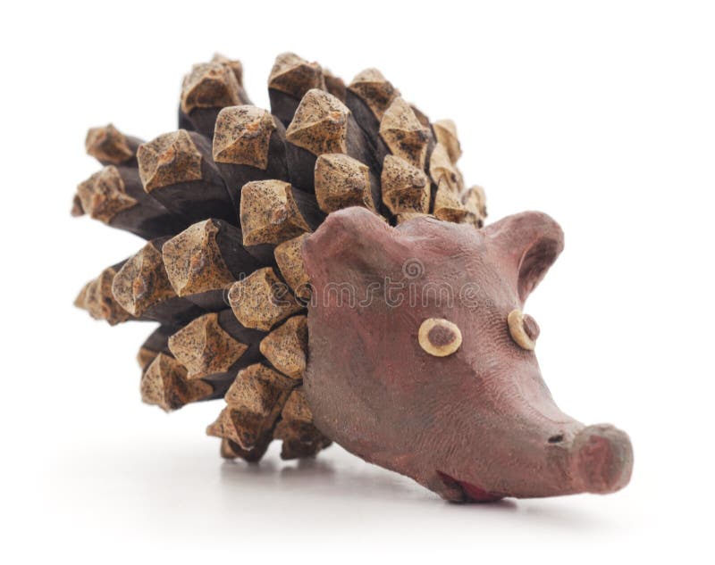 Hedgehog with cone. Hedgehog with cone on a white background royalty free stock images