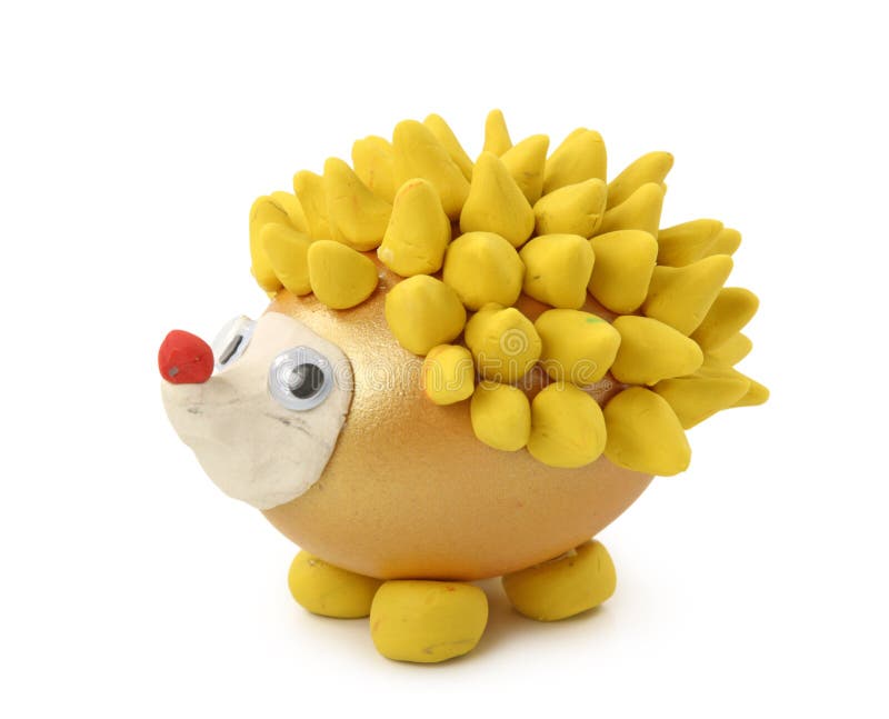 Hedgehog made from egg. And plasticine isolated on white background royalty free stock photography