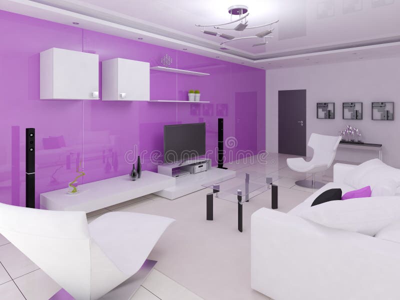 Hi-tech living room. Hi-tech living room with purple background royalty free illustration
