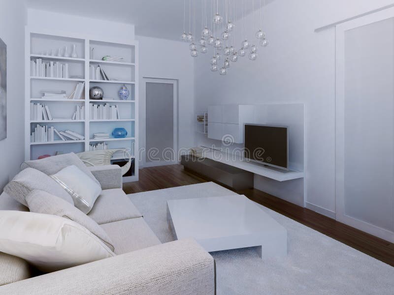 High-tech living room design. 3d render royalty free stock photos