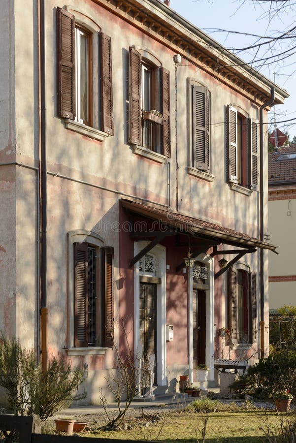 House with canopy, Crespi on Adda royalty free stock photo