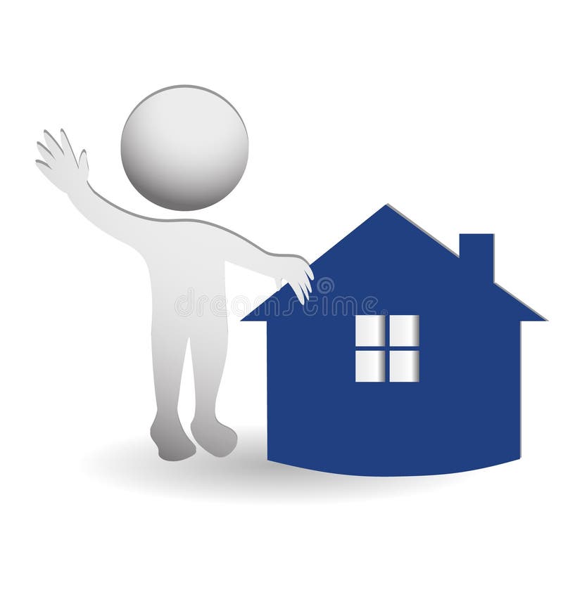 House and 3D person logo stock illustration