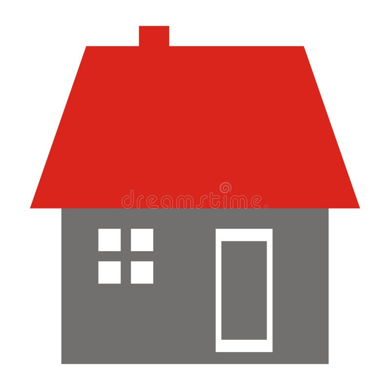 House with window, door, roof and smokestack, vector icon royalty free illustration