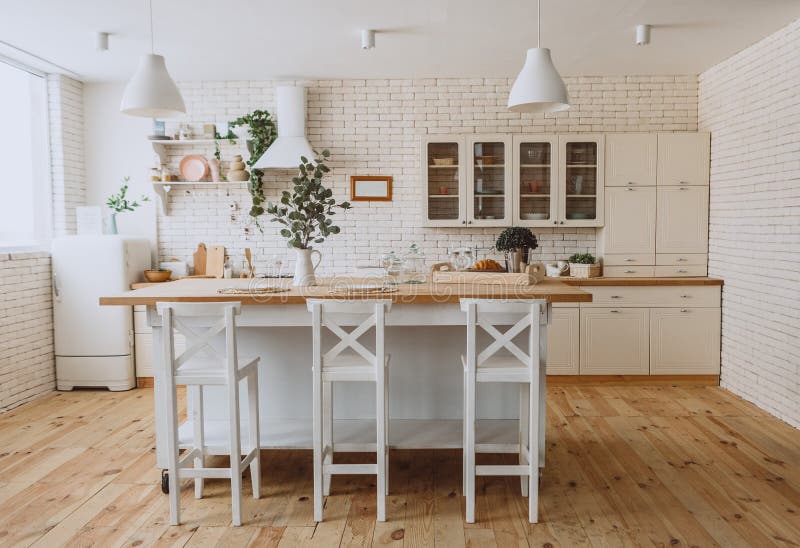 Kitchen interior loft style modern minimalism stock image