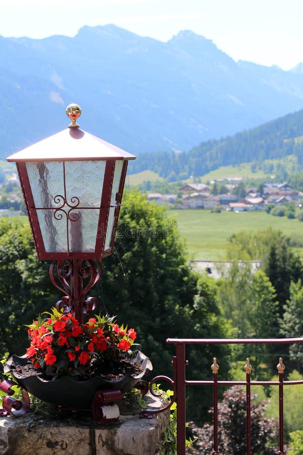 Lantern on the veranda of the foot of the mountain stock photography
