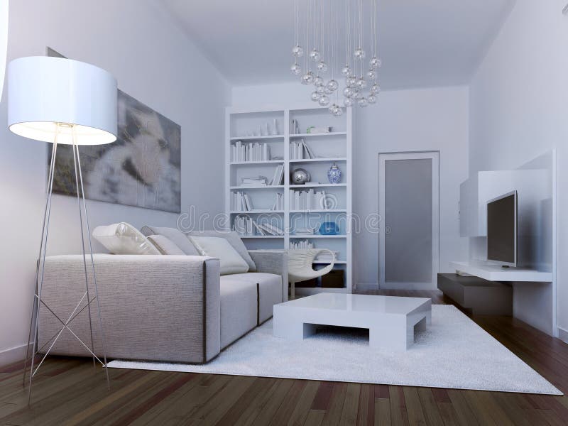Living room avant-garde style. 3d render stock image