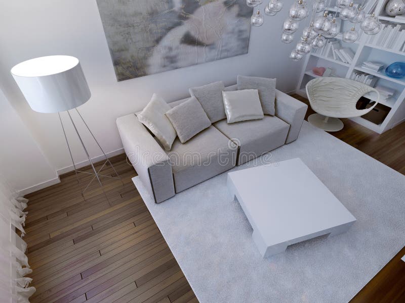 Living room high-tech interior. 3d render royalty free stock image