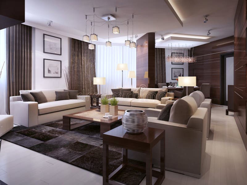Living room modern interior. 3d images vector illustration