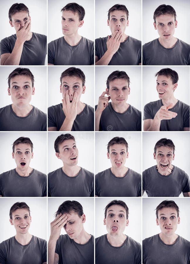 Man showing different emotions or expressions royalty free stock photos