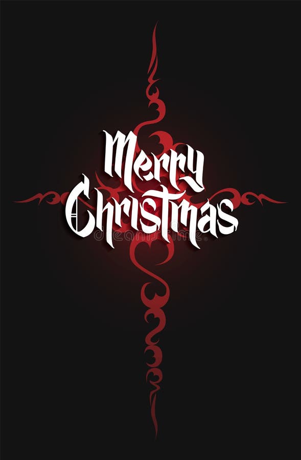 Modern gothic cross and Christmas lettering. Vector. Modern gothic cross and Christmas lettering stock illustration