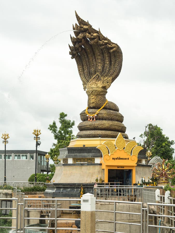 Naga statue named Phaya Sisattanakar In Nakhonphanom Provincial Park, Thailand royalty free stock image