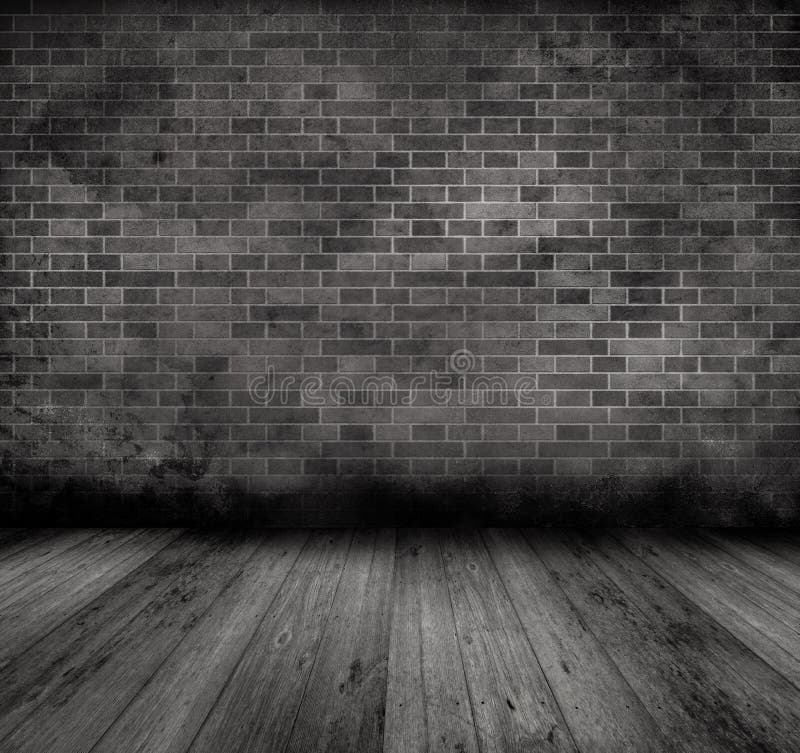 Old grunge interior. Grunge style image of an old interior with brick wall and wooden floor vector illustration